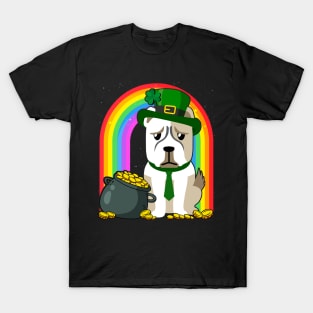 American Bulldog Rainbow Irish Clover St Patrick Day Dog product T-Shirt